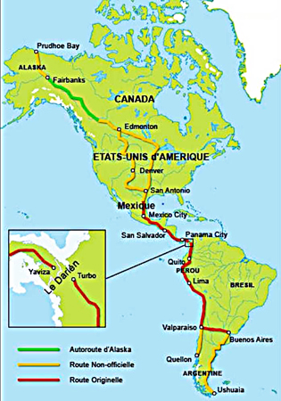 Carte route panaméricaine