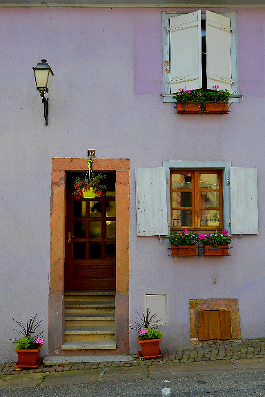 Façade de maison à Hunawihr en Alsace