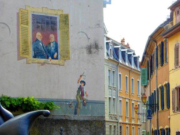 Le Milhüser Wàgges avec Nicolas Koechlin et Jean Dollfus, rue des Franciscains  