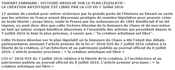 Le texte de Loi du 7 juillet 2016