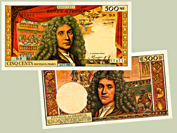 1959 500NF  Jean-Baptiste Poquelin "Molière" 1622-1673 Comédien dramaturge 