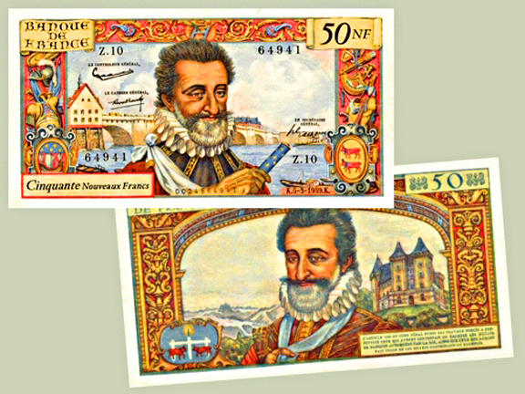 1959 50NF  Henry de Bourbon "Henry IV" 1553-1610 Roi de France 