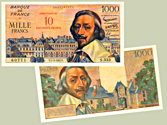 1953 1.000FR  (10NF) Armand Jean du Plessis de Richelieu 1585-1642 Ecclésiastique et homme d'État 